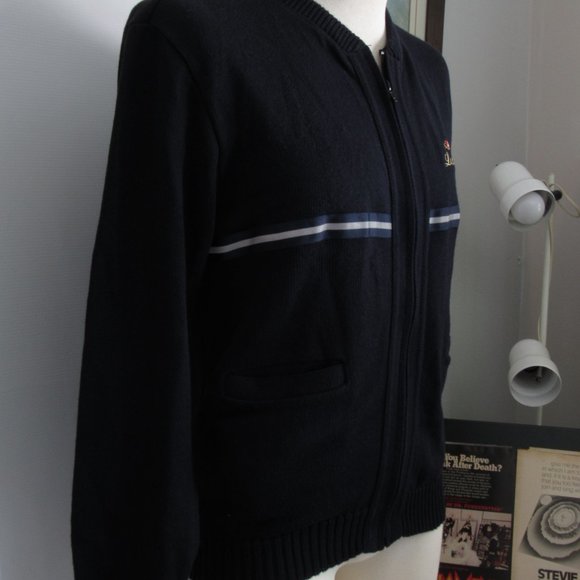 Vintage Labatt's Knit Cardigan Dark Blue Black Beer Promotion EUC Sz Large - Picture 2 of 14